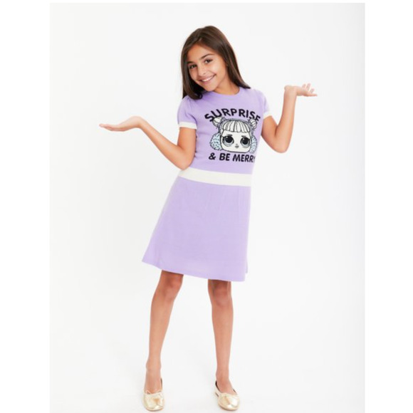 L.O.L Surprise! Girls size S 6-6X Sweater Dress Color: Purple NWT - Picture 2 of 5